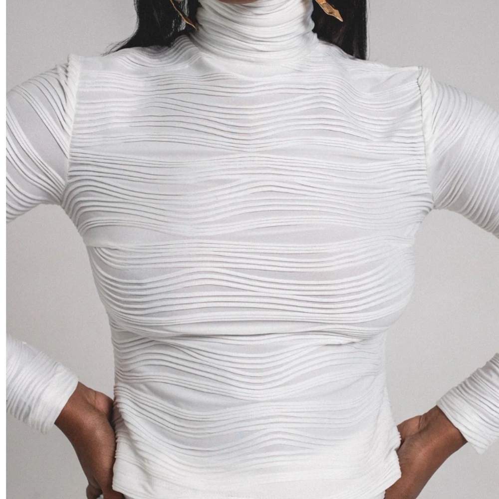 White Textured Women's Top
